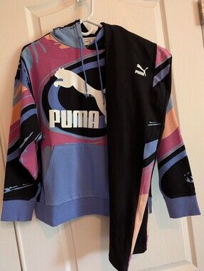 PUMA Women's Multi-Color Graphic Hoodie Sweatshirt SZ M & Leggings SZ M NEW